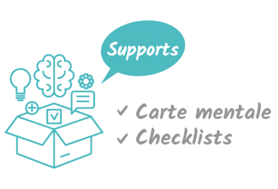 Supports : carte mentale et checklists provenant d'un carton